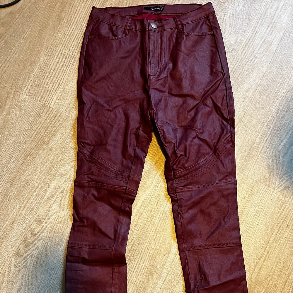 Burgundy Faux Leather Pants - Small/Medium